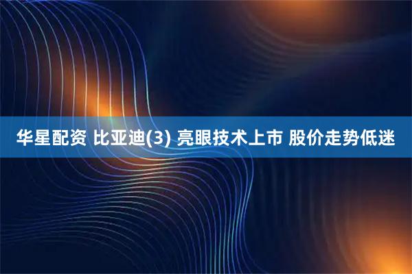 华星配资 比亚迪(3) 亮眼技术上市 股价走势低迷