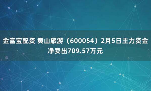 金富宝配资 黄山旅游（600054）2月5日主力资金净卖出709.57万元